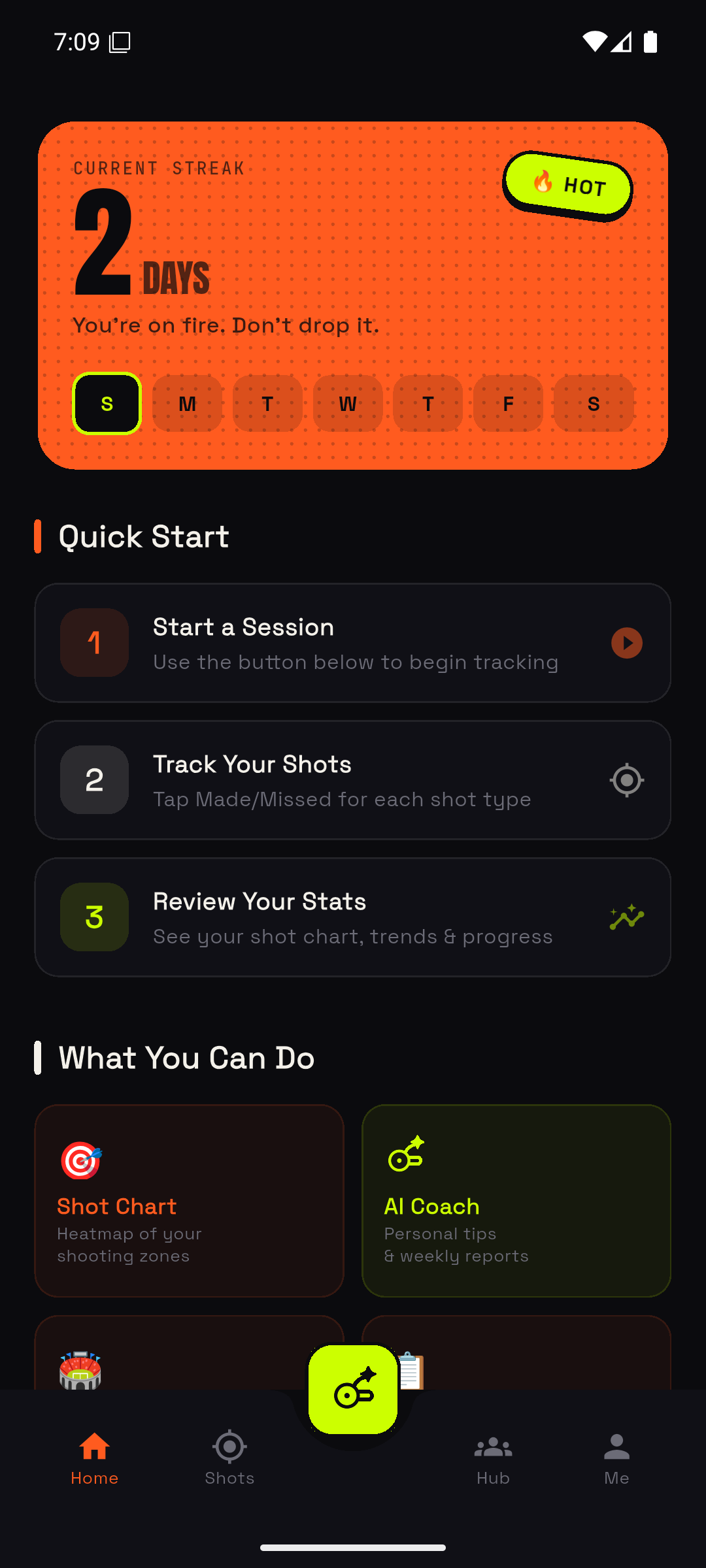Hoop app home screen