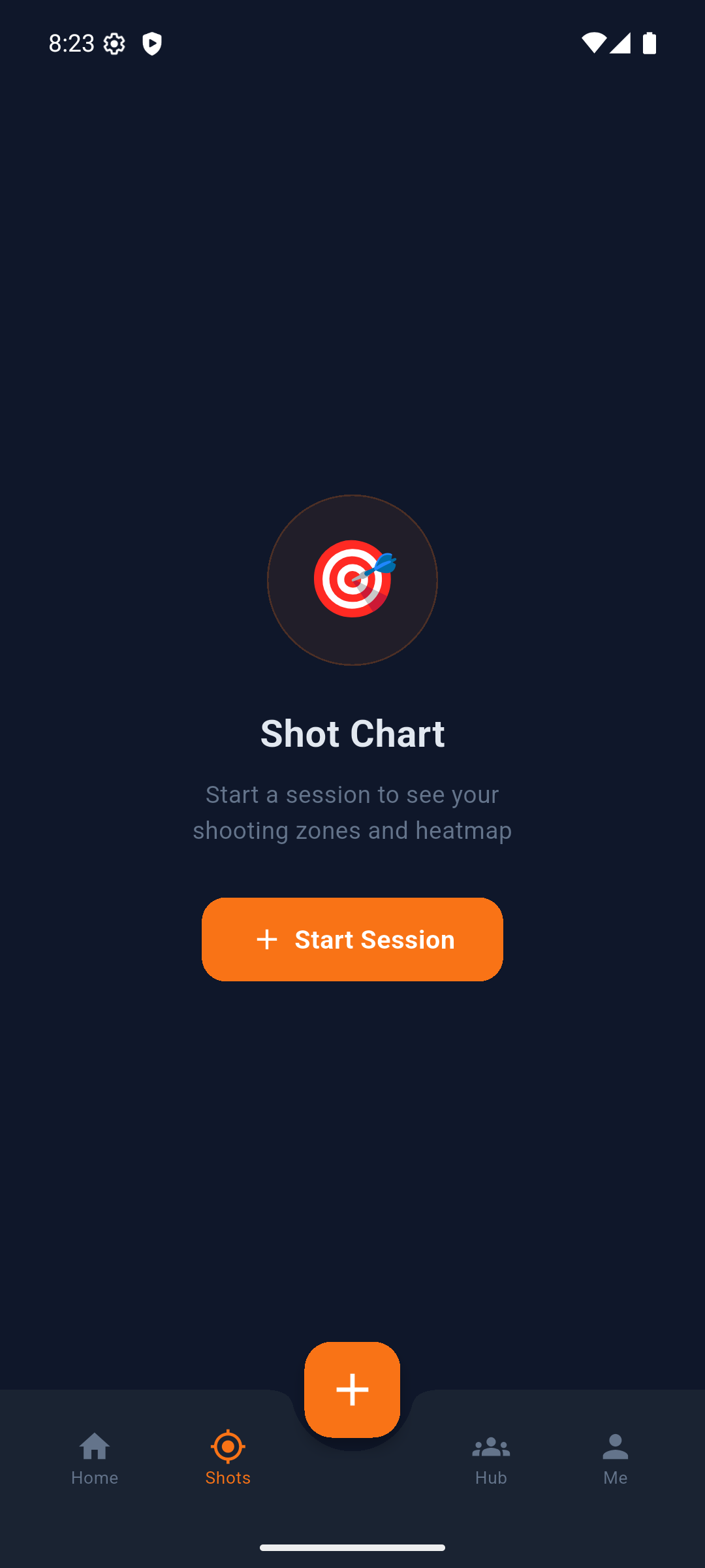 Hoop shot tracking screen